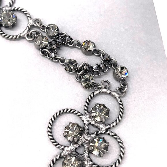 Crystal Adjustable Chain Link Belt Pewter Tone 23 in Main 40 in End to End - Picture 5 of 5